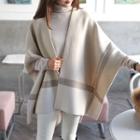Plaid Open-front Wool Blend Cardigan