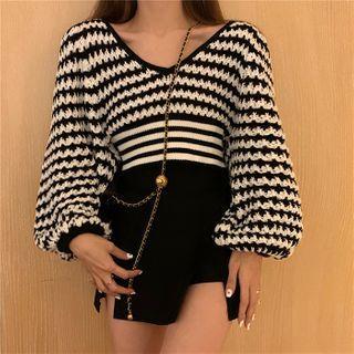Striped Cropped Sweater / Mini A-line Skort