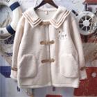 Rabbit Embroidered Sailor Collar Fleece Jacket