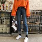 Color-block Cropped Boot-cut Jeans