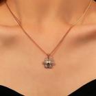 Flower Rhinestone Pendant Alloy Necklace 01 - Gold - One Size