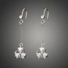 Rhinestone Floral Dangle Earring Silver - One Size