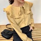 Long-sleeve Ruffled Buttoned Blouse