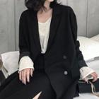 Set: Double-breasted Blazer + Midi Pencil Skirt