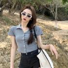Single Breasted Collared Short-sleeve T-shirt
