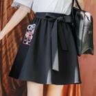 Tie-waist Printed A-line Skirt