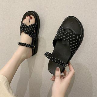 Striped Strappy Platform Sandals
