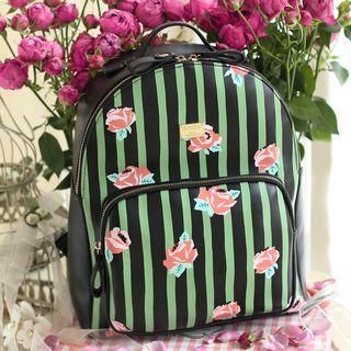 Embroidered Pinstripe Backpack