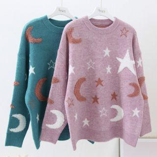 Long-sleeve Star Moon Sweater