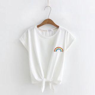 Short-sleeve Rainbow Embroidery Top