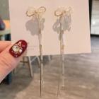 Alloy Bow Faux Crystal Fringed Earring 1 Pair - As Shown In Figure - One Size