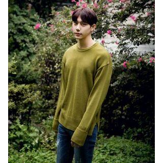 Round-neck Turn-up Long-sleeve Sweater