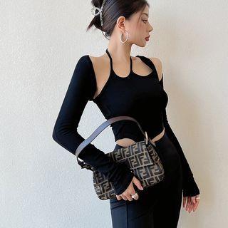Set: Asymmetrical Knit Camisole Top + Shrug