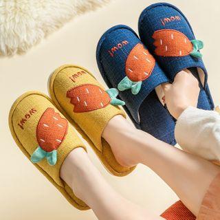 Carrot Embroidered Slippers