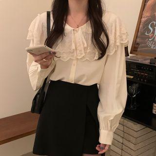 Ruffled Blouse / Mini A-line Skirt