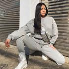 Zip-back Drawstring-waist Fleece-lined Jumpsuit