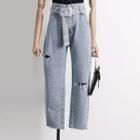 Wide-leg Cutout Jeans