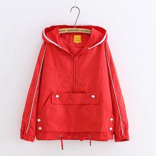 Striped Front Zipper Pullover