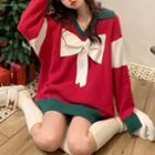 Long-sleeve Christmas Bow Knit Sweater