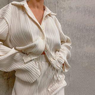 Set: Collared Single-breasted Jacket + Midi Pencil Skirt