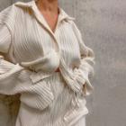 Set: Collared Single-breasted Jacket + Midi Pencil Skirt
