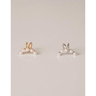 Faux-pearl Silver Ear Cuff