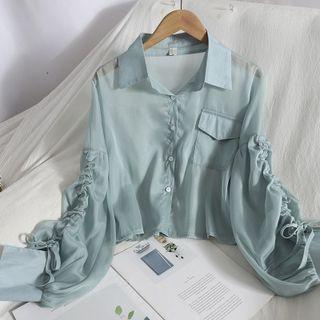 Drawstring Chiffon Shirt