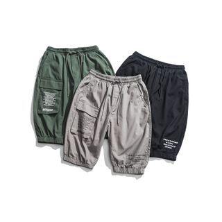 Lettering Flap-pocket Shorts
