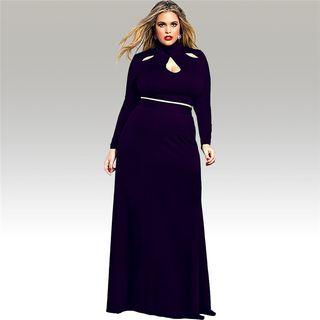 Set: Cut Out Detailed Long Sleeve Top + Maxi Skirt