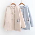 Hooded Rabbit Embroidered Toggle Coat