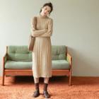 Turtleneck Rib-knit Midi Dress