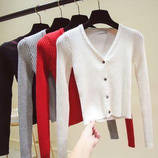 Plain Rib-knit Cardigan