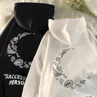 Couple Matching Crescent Print Hoodie