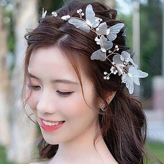 Wedding Faux Pearl Mesh Butterfly Hair Comb / Headpiece / Hair Stick