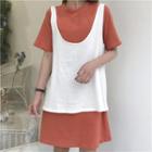Set: Short-sleeve T-shirt Dress + Tank Top