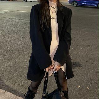 Long-sleeve Knit Dress / Plain Coat