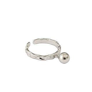 Bead Dangle Wrinkle Sterling Silver Open Ring