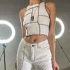 Lettuce-edge Paneled Crop Tank Top