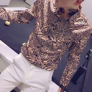 Long-sleeve Leopard Pattern Shirt