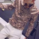Long-sleeve Leopard Pattern Shirt