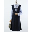 Set: Striped Shirt + V-neck Overall Dress