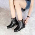 Faux Leather Wedge-heel Ankle Boots