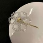 Flower Faux Crystal Hair Clip Gold & Transparent - One Size