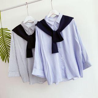 Striped Mock-two Long-sleeve Shirt