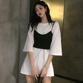 Elbow-sleeve T-shirt Dress / Camisole Top