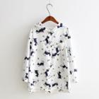 Printed Hooded Buttoned Jacket