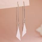 925 Sterling Silver Triangle Fringed Earring 1 Pair - Silver - One Size