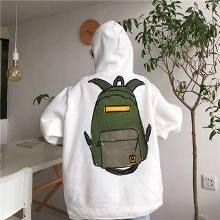 Backpack Printed Front Pocket Hooded Sweatshirt