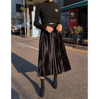 Dali Hotel Set: Knit Top + Velvet Pleat Skirt + Belt