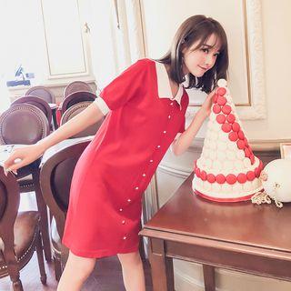 Short-sleeve Knit Shirtdress